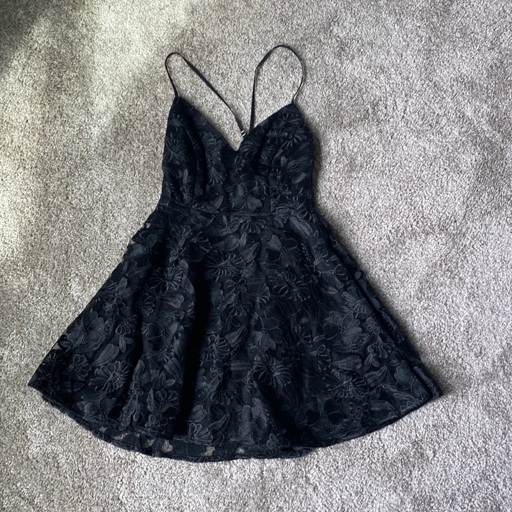 Textured black mini dress